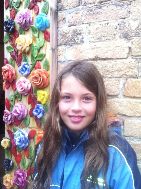 Lill and some beautiful glass flowers, Murano.