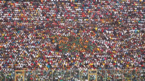 The Zambian supporters were somewhat outnumbered!